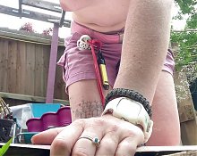 Outdoors topless DIY with hippy MILF Rachel Wriggler