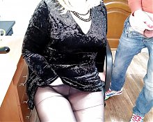 Horny son-in-law came all over his mother-in-law from head to toe