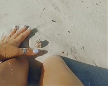 Always cheerful and mischievous hot housewife Lukerya is relaxing on a deserted beach.