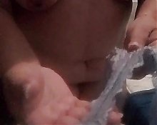 Mature stepmother trying on lingerie and sends the video to her stepson