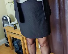 Ready for work in pantyhose. Do you think my boss will get a hard cock? Im 54 and I hope he is into MILF and GILF xx