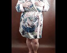 Teasing in my red body stocking and big tits (amateur milf wife mature bbw homemade)