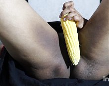 stepmom plays with corn when she horny