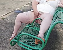 Jamdown26 - Mature hijab Milf masturbating with big dildo publicly outdoor at bus stop with cars passing by