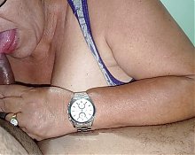 Grandma with glasses deepthroats and takes her young lovers entire cock in her mouth