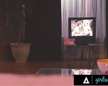 GIRLSWAY - Pervert Babysitter Kristen Scott Teaches Innocent Teens About Lesbian Sex